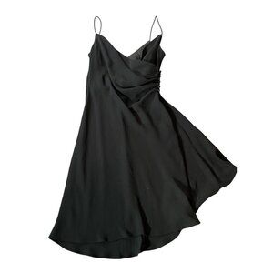 Jones New York Midi Dress Black Chiffon Sleeveless Draped Size 8